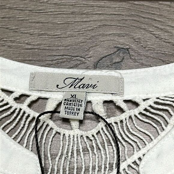 Mavi White Long Sleeve Button Up Roll Up Sleeve Embroidered Shirt Size XL‎ - Picture 11 of 12